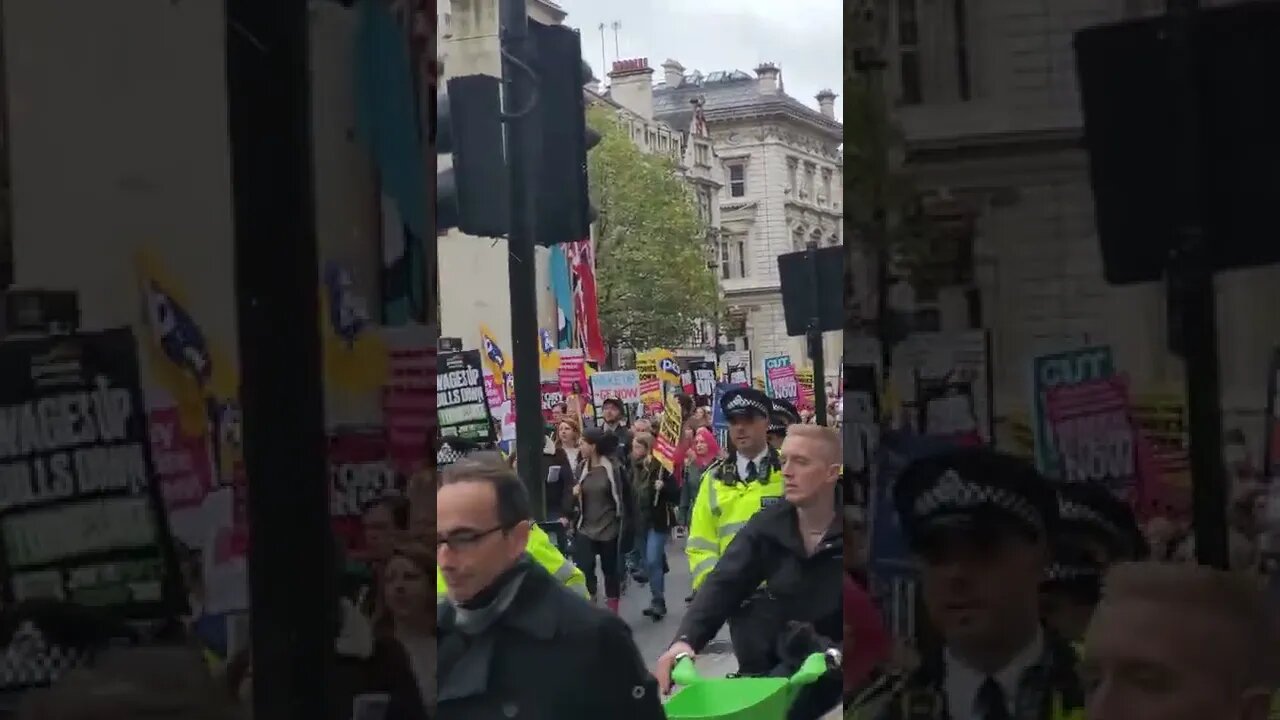 Large police presence in London cost of living protest #london