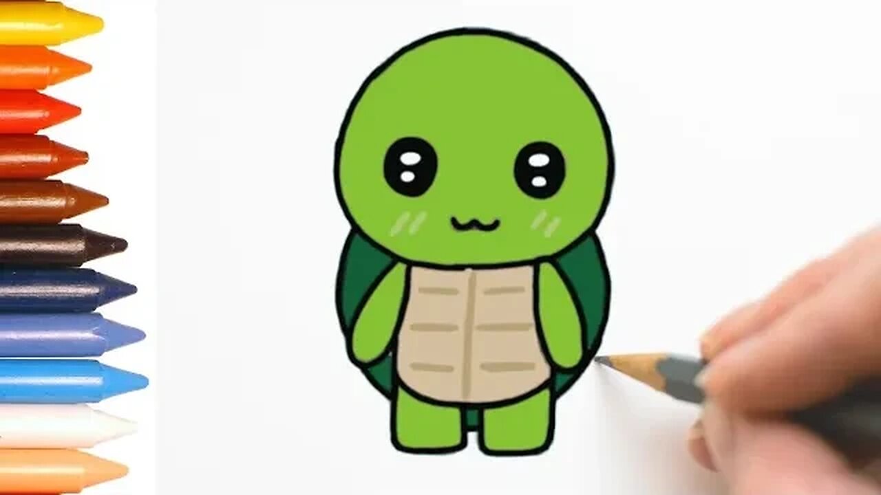 COMO DESENHAR TARTARUGA KAWAII FÁCIL