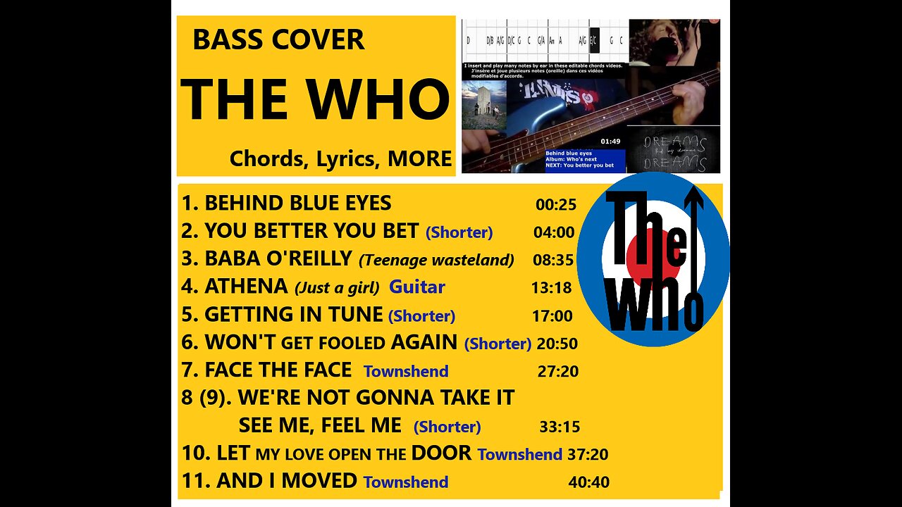 Bass cover THE WHO __ Chords, Lyrics, MORE