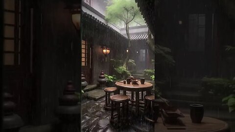 下雨声助眠旋律：屋檐下雨声冥想快速入眠，深度睡眠，治愈失眠，焕发内在平和#ASMR#shorts #shortvideo #sleepmusic #rainsounds #rain #sleep