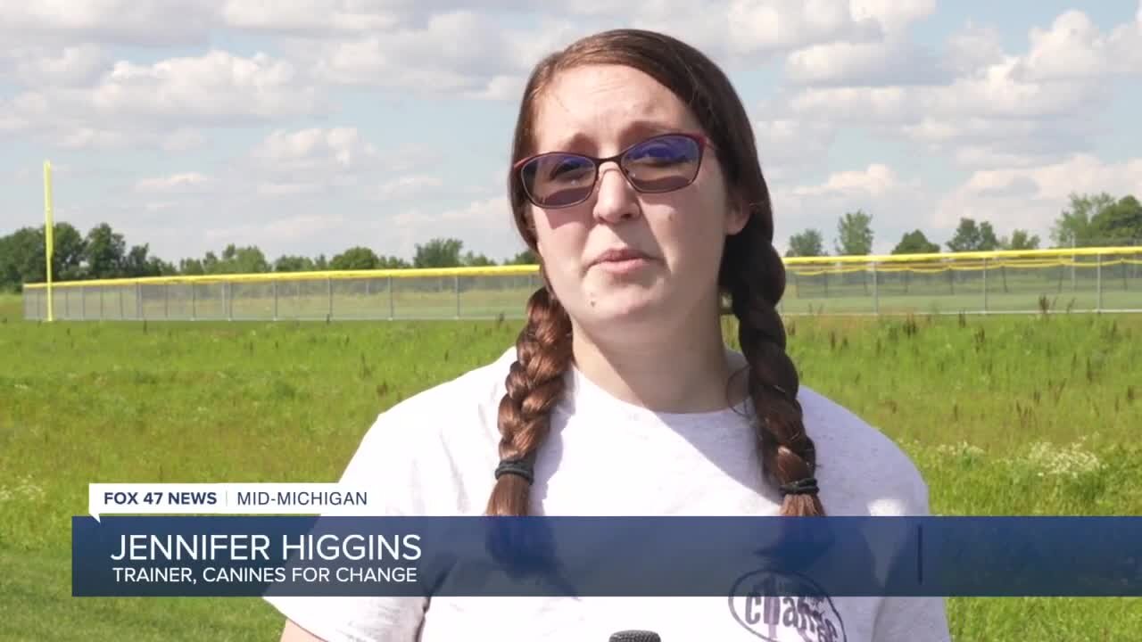 Jennifer Higgins started as a volunteer but has been a trainer since December. She works with the dogs on specialty behaviors like learning to retrieve a med bag or water and learning new words.