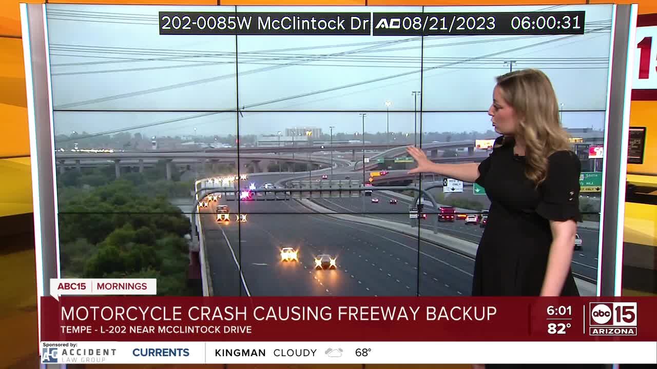 Motorycle crash causing backup on Loop 202 near Loop 101