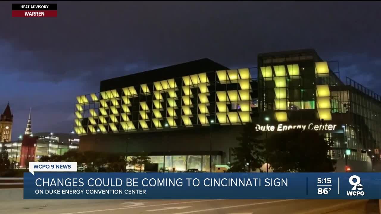 Iconic LED Cincinnati sign on Duke Energy Convention Center to possibly change