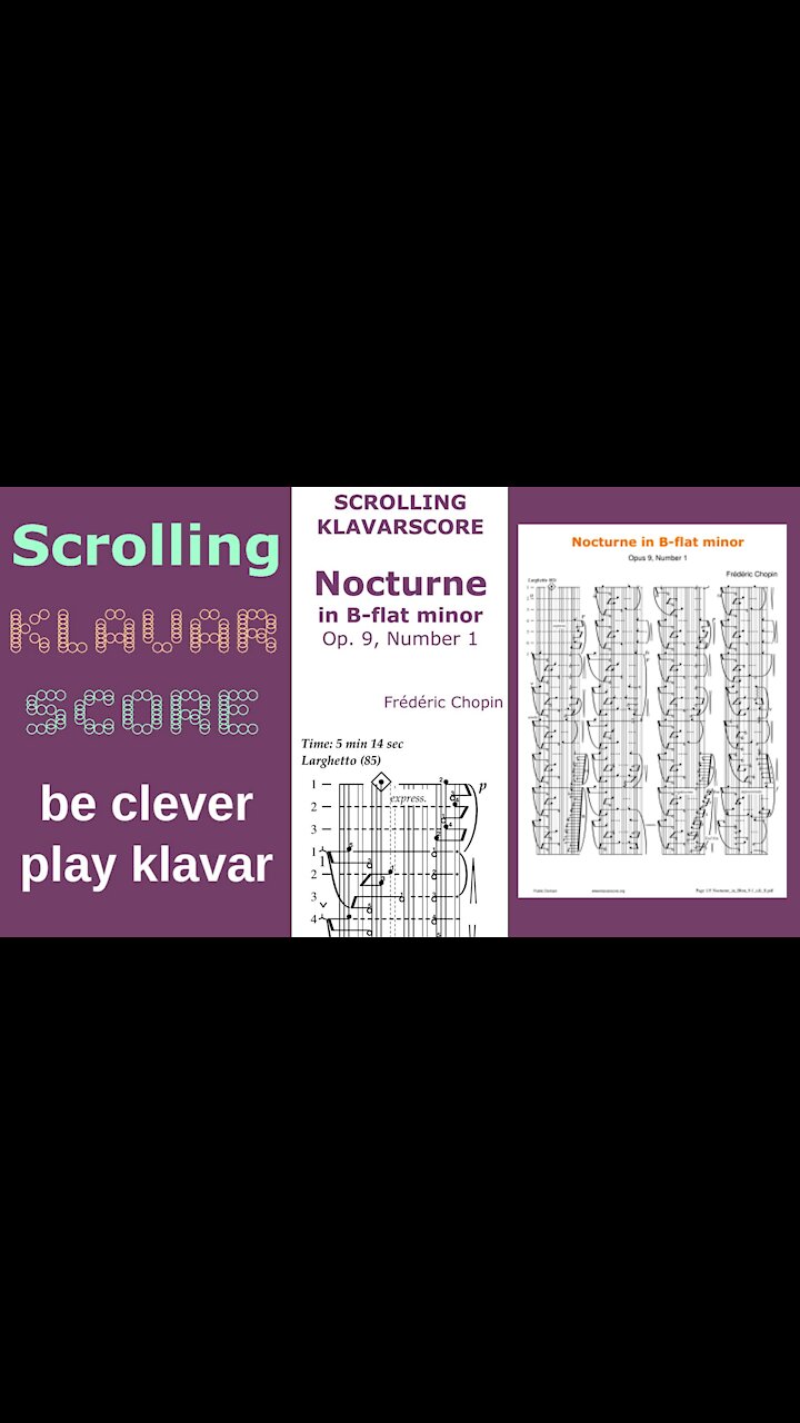 Nocturne in B-flat minor by Frederick Chopin, with fingering. Scrolling KlavarScore Sheet Music