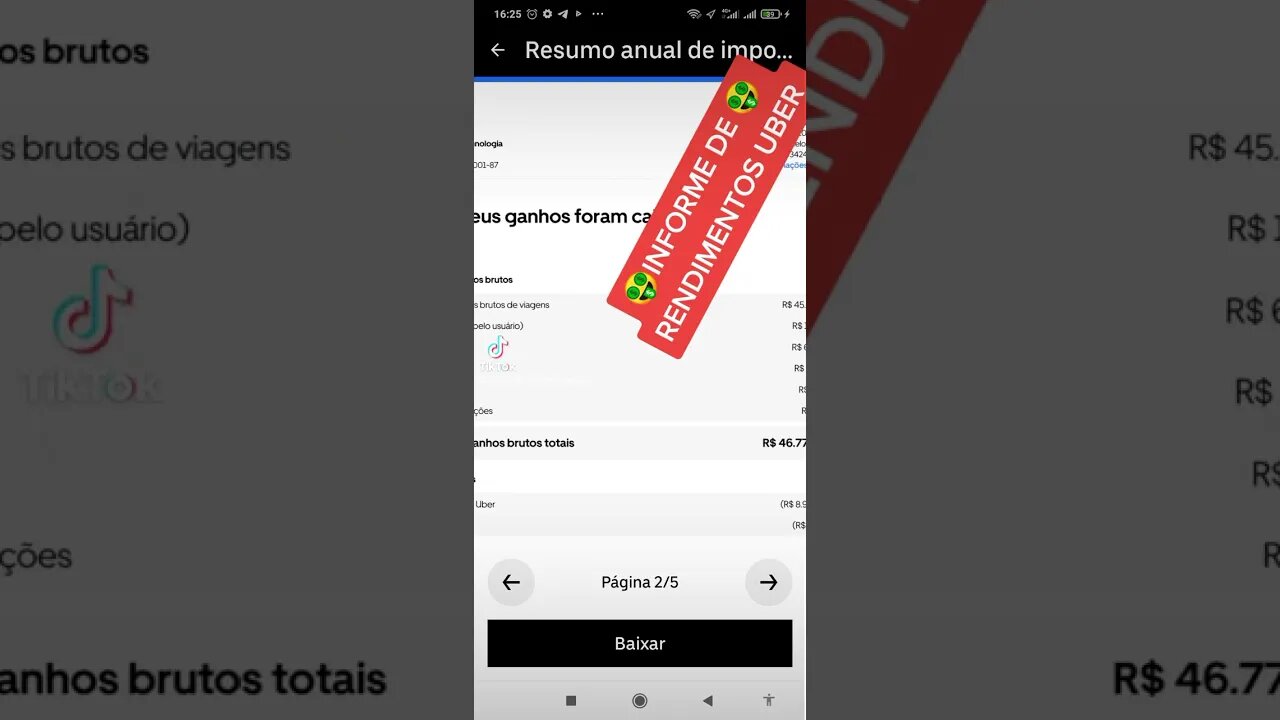 INFORME DE RENDIMENTOS UBER