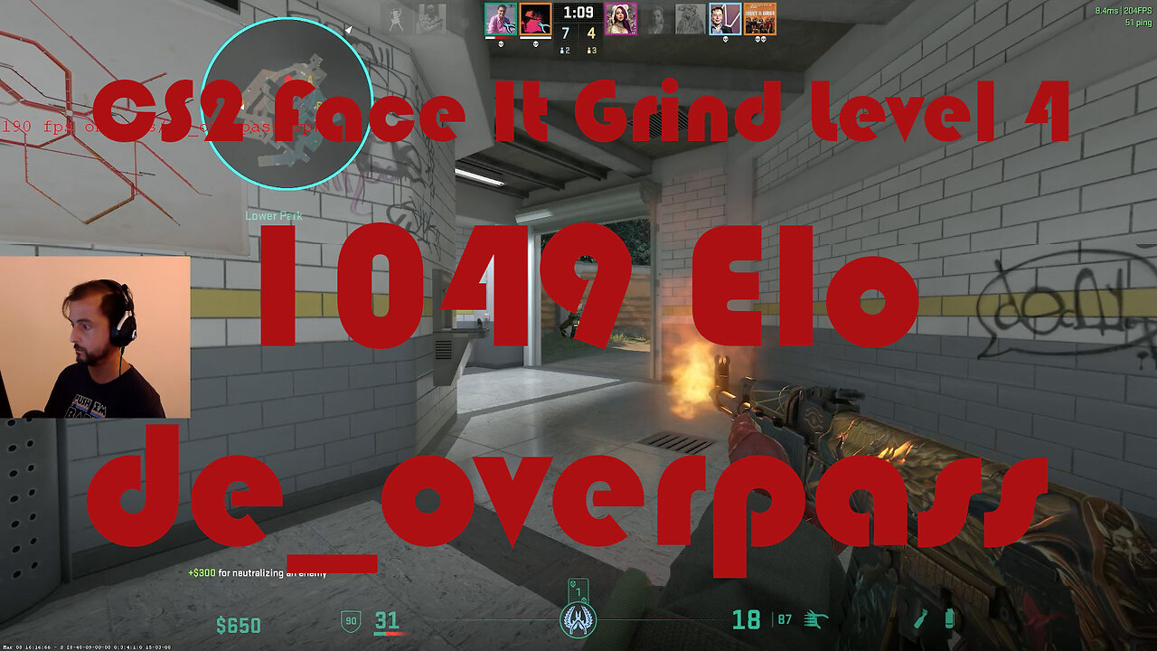 CS2 Face-It Grind - Face-It Level 4 - 1049 Elo - de_overpass