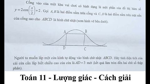 Toán 11: Cổng vào của một khu vui chơi có hình dạng là một phần của đồ thị hàm số