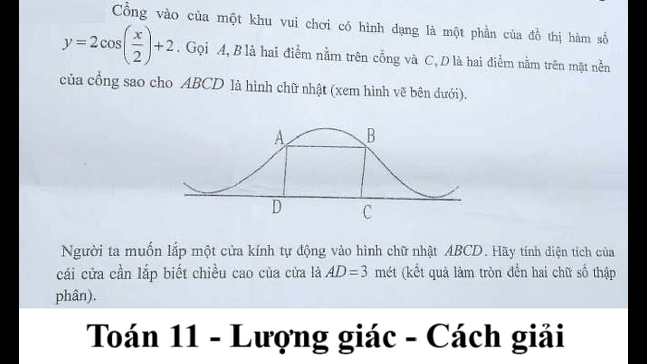 Toán 11: Cổng vào của một khu vui chơi có hình dạng là một phần của đồ thị hàm số