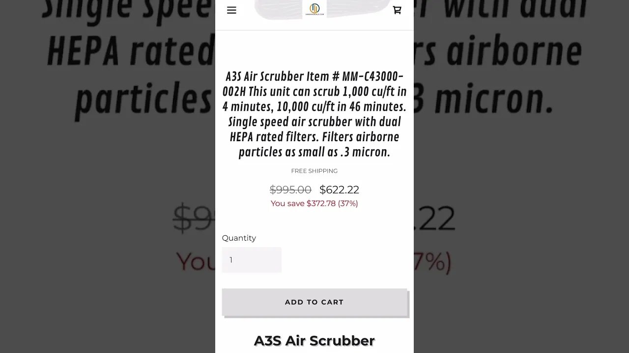 Minuteman A3S Air Scrubber on sale $622.22