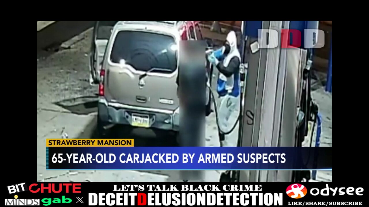 Armed black suspects carjack a 65-year-old white man at gas station