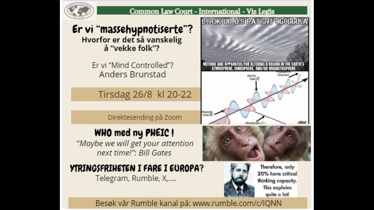 26.8.24: Er vi Mind Controlled med elektrosmog? v. Anders Brunstad. WHO m.m.