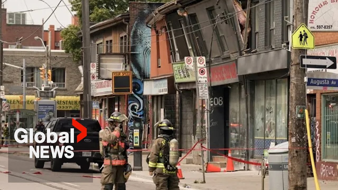 Toronto building evacuated after roof seen teetering dangerously above street