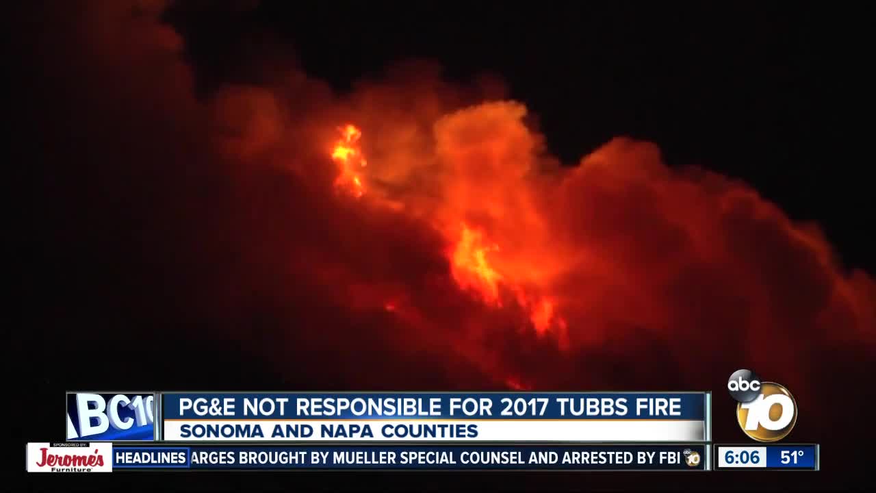 Report says PG&E not responsible for 2017 Tubbs Fire