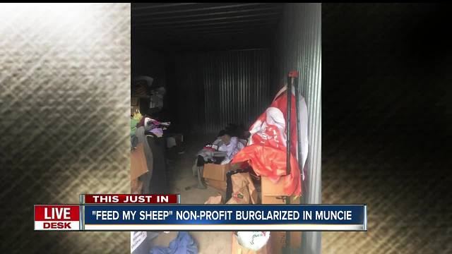 Criminals steal items meant to give away to those less fortunate by a charity in Muncie