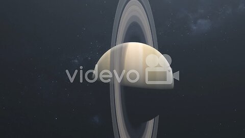 Planet Saturn with Rings Rotating with Hazy Sun Flare and Milky Way Galaxy