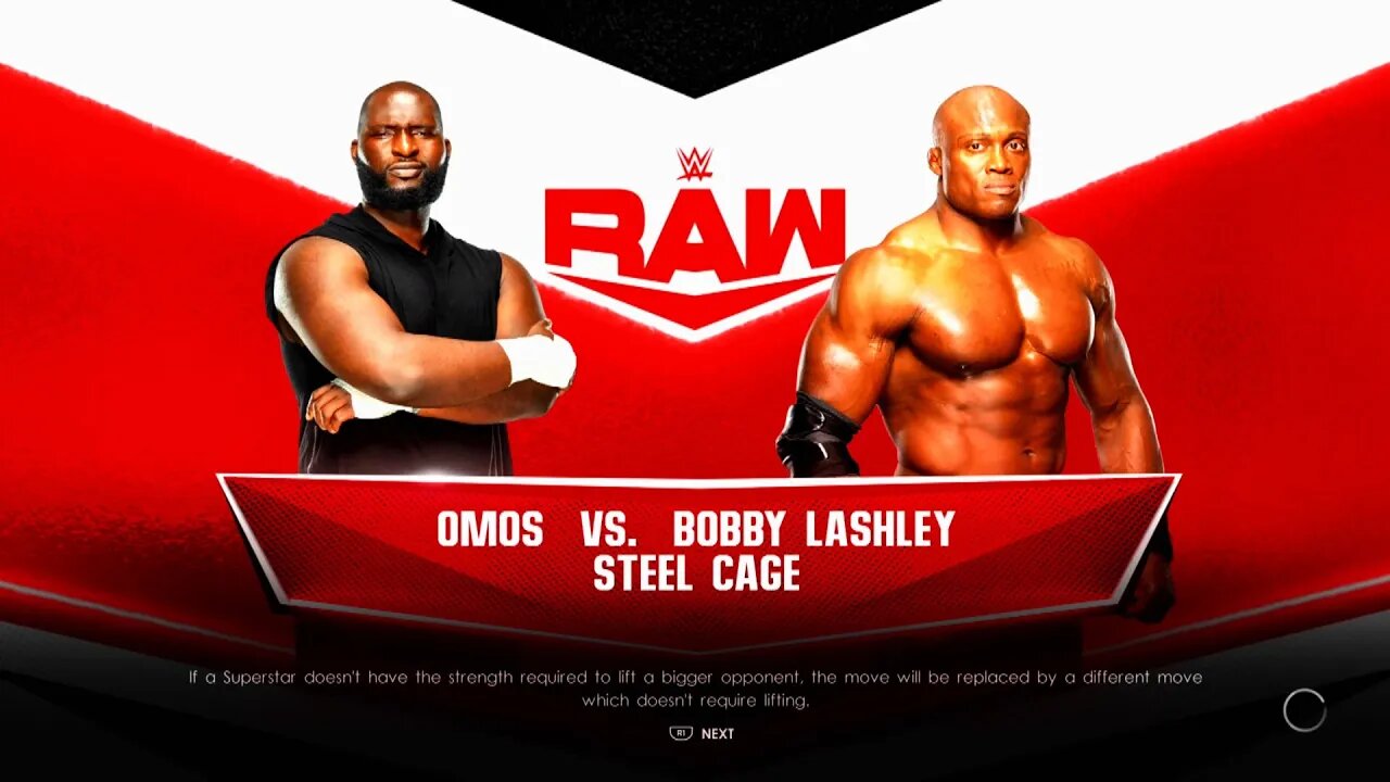 WWE Monday Night Raw Bobby Lashley vs Omos in a Steel Cage Match