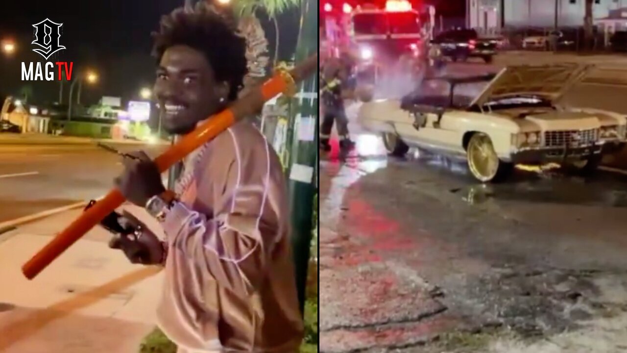 Kodak Black's Custom Chevy Caprice Donk Goes Up In Flames While Streaming! 🚒