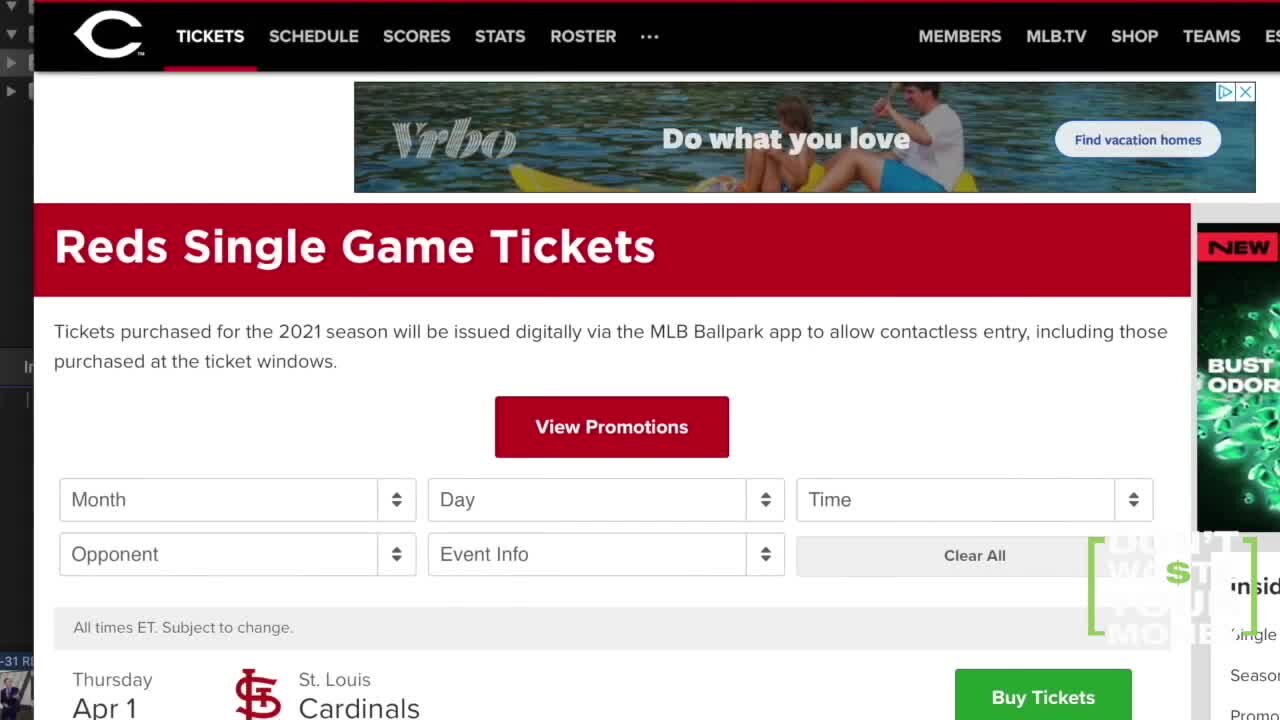 Cincinnati Reds ticket changes