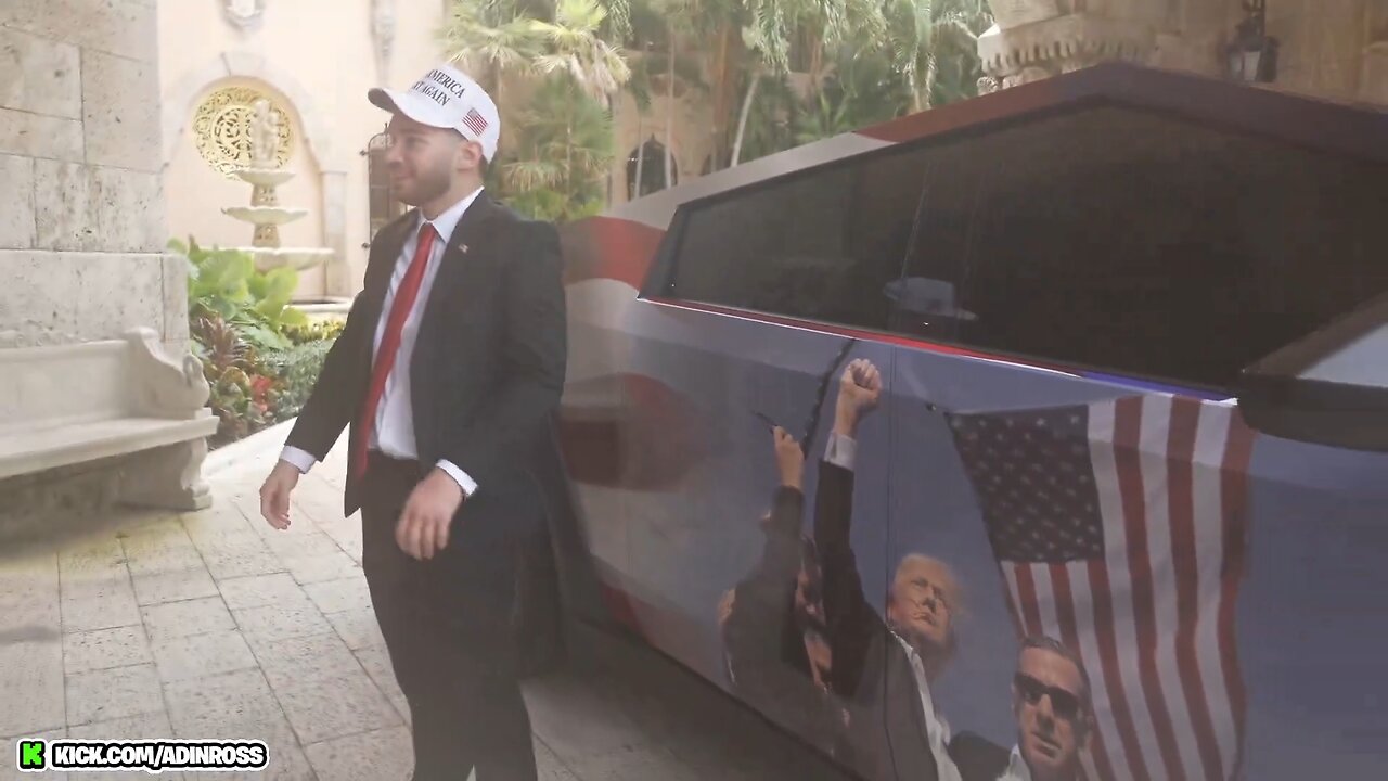 Adin Ross gifts Donald Trump a Cybertruck with his fist raised after the assassination attempt