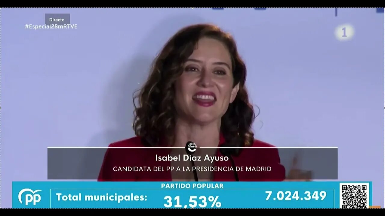 ISABEL AYUSO, PRESIDENTE DE LA COMUNIDAD DE MADRID HABLA LUEGO DE LA VICTORIA EN ELECCIONES #28M