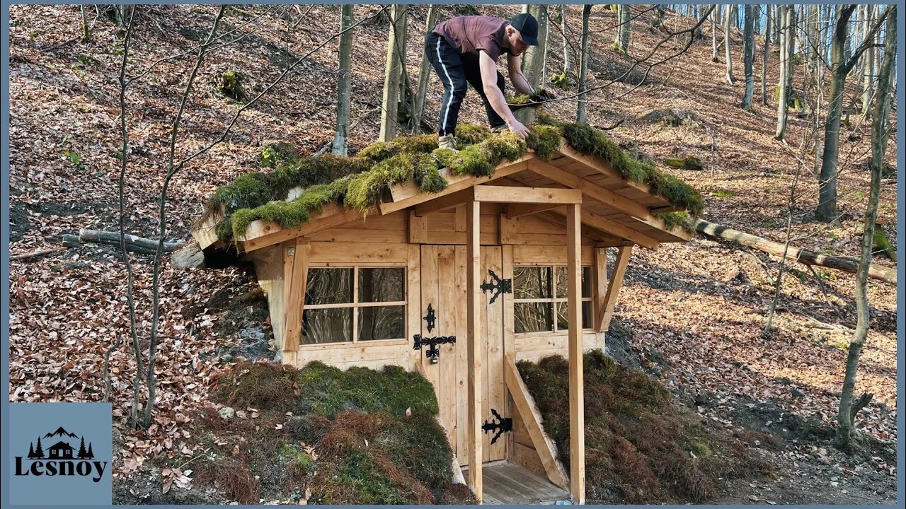 A dugout in the forest. Covered the house