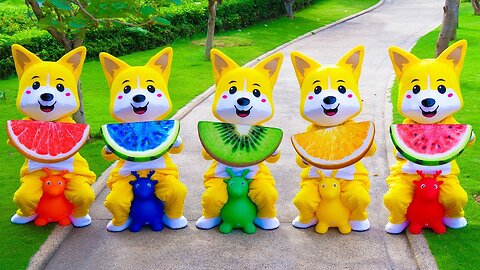 Five Little Babies Jumping On The Bed | Kids Song with Color Fruits