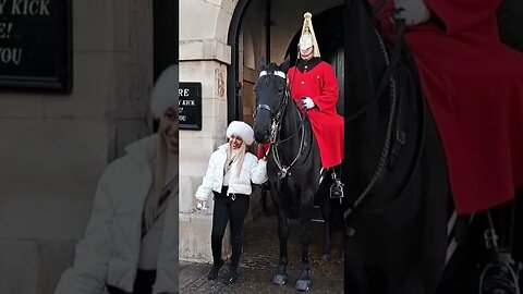 The Horse scares her in to the box #horseguardsparade
