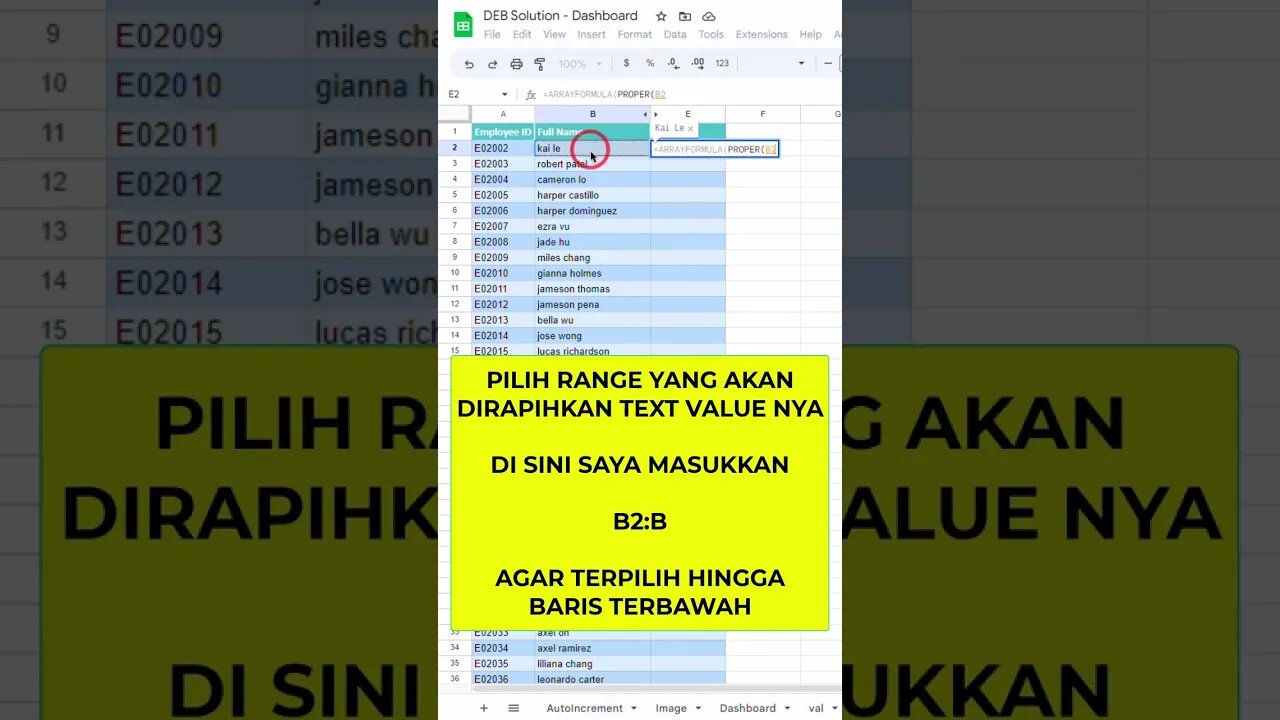 Merapihkan Huruf Kapital - Google Sheets Tips & Tricks #belajaronline #googlesheets