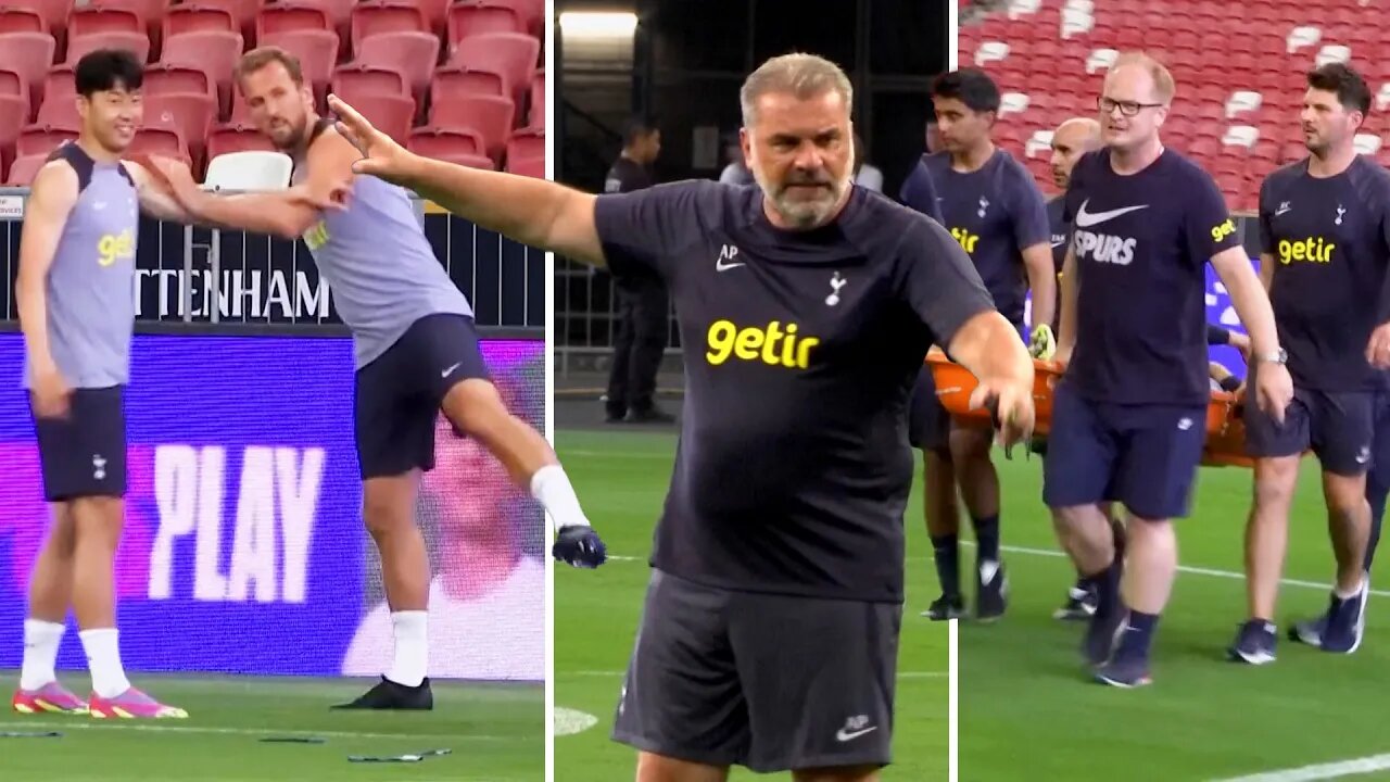 Harry Kane, Son Heung Min and Richarlison train with Tottenham in Singapore | Alfie Whiteman INJURED