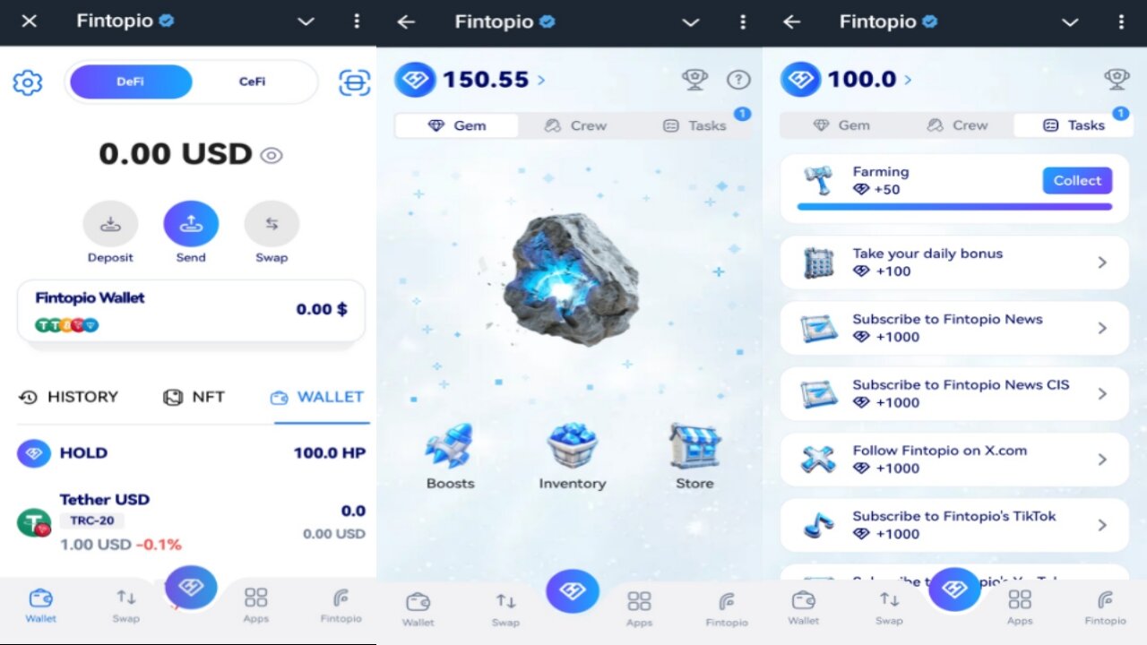 Fintopio | Farm And Tap2Earn $HOLD Tokens ,Use In-built DeFi Wallet | New Telegram Crypto Mining Bot