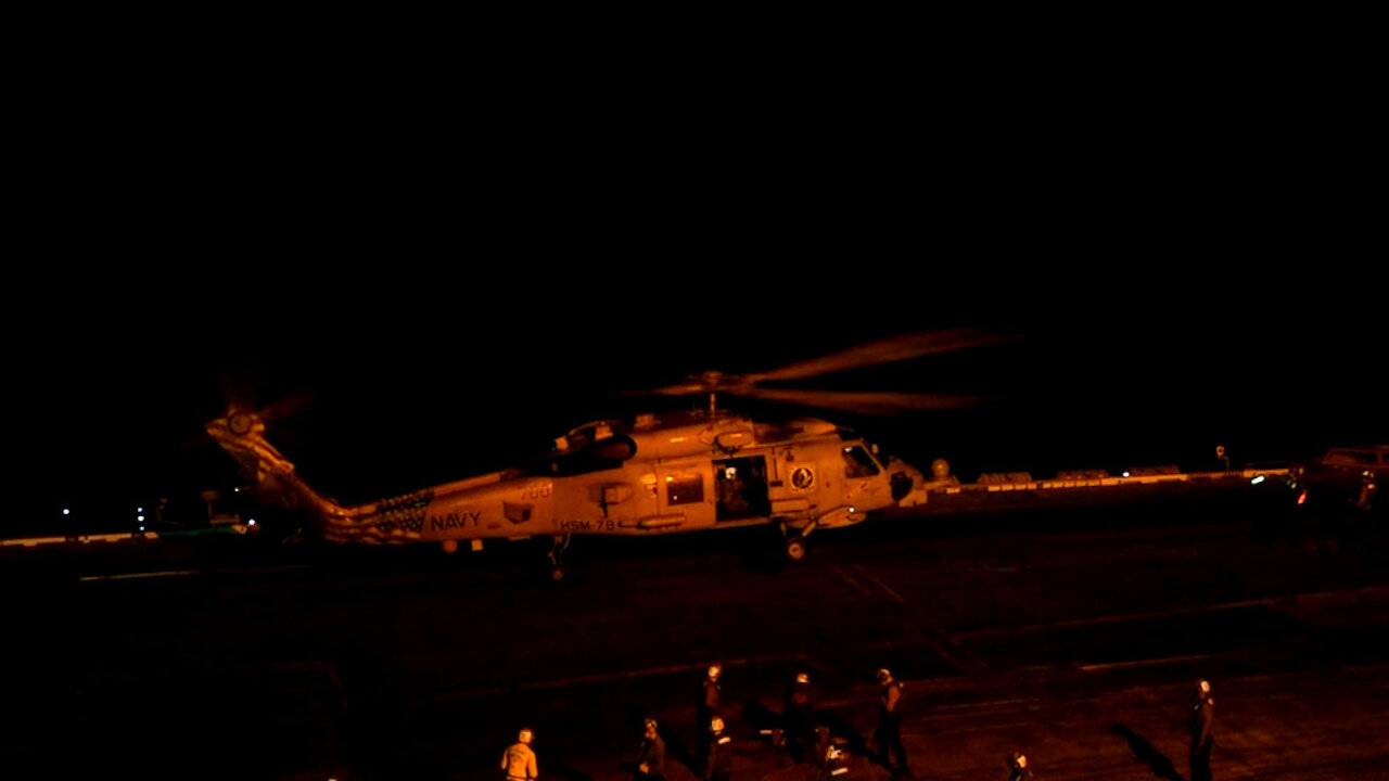 USS Carl Vinson (CVN 70) Conducts Night-Time Flight Operations