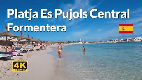 Es Pujols Central Beach Walk Formentera 4K Balearic Islands Spain 🇪🇸