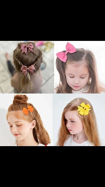 10Pcs/Set New Cute Solid Ribbon Bowknot Hair Clips for Baby Girls