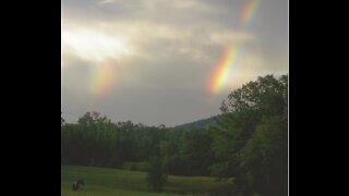 Beautiful Rainbows over the pasture after the thunderstorm.