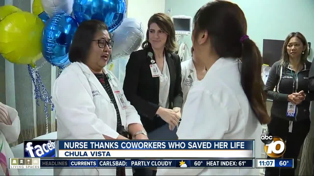 Nurse thanks colleagues who saved her life