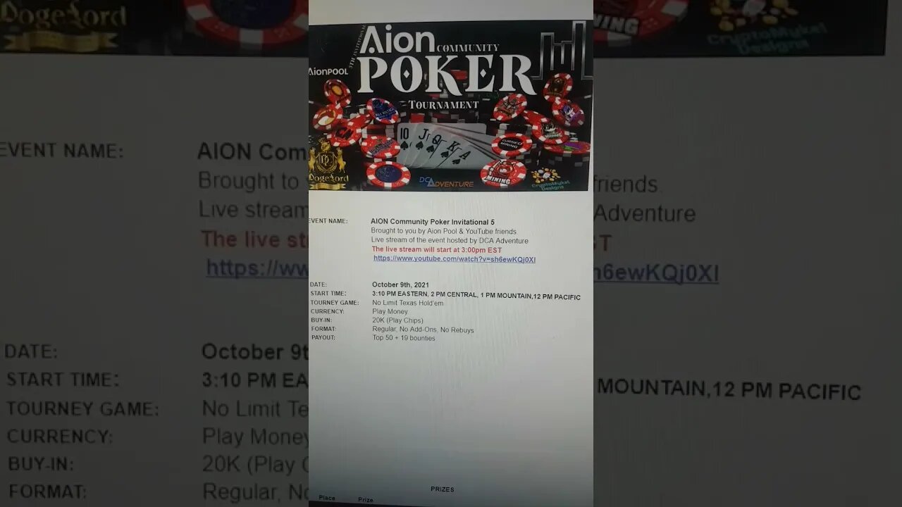 AION Poker Tournament TODAY!!!