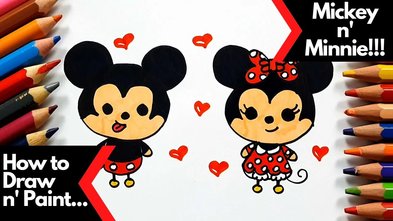 How to draw and paint Mickey and Minnie very beautiful!