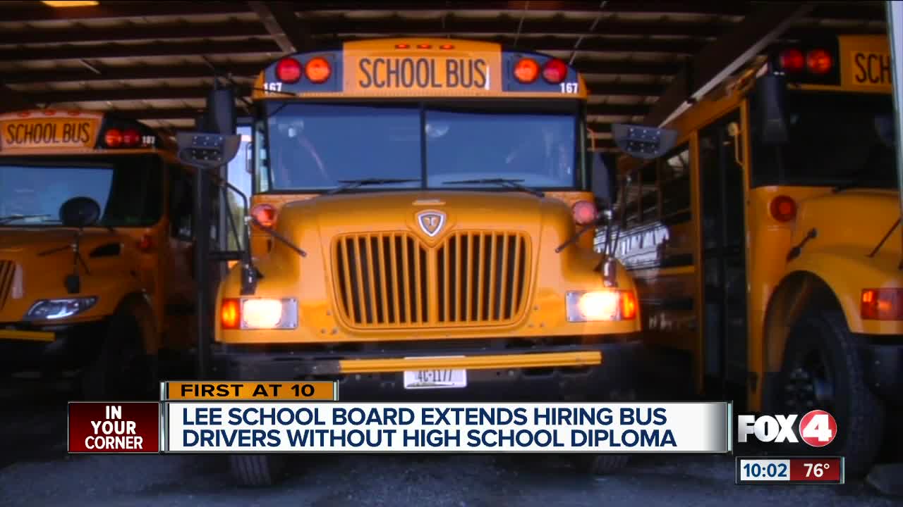 Lee County School Board extends hiring bus drivers without high school diploma