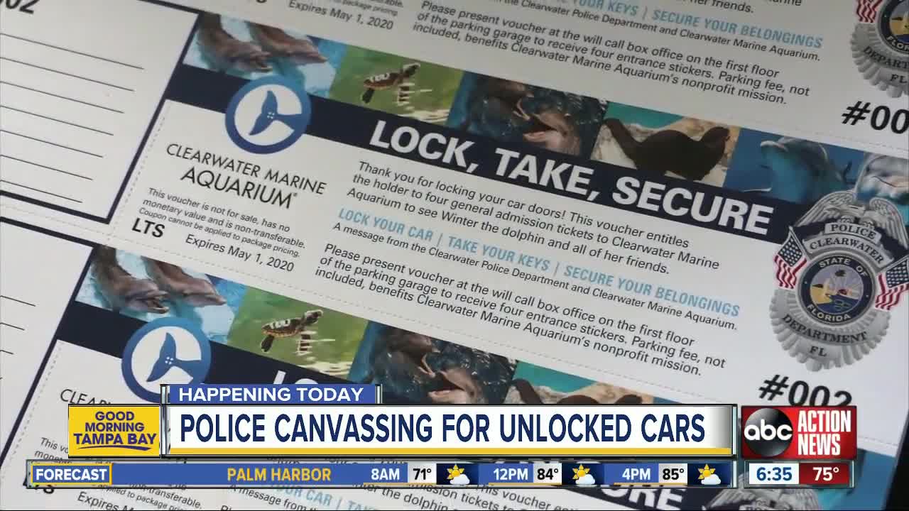 Clearwater police canvassing for unlocked cars