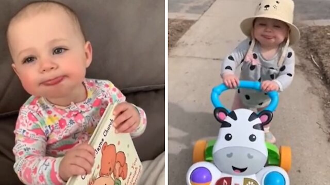 Baby learns how to smack her lips, can't stop doing it