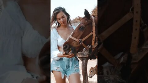 Beautiful girl loving horse #horselover #girlfriend -Subscribe channel for support