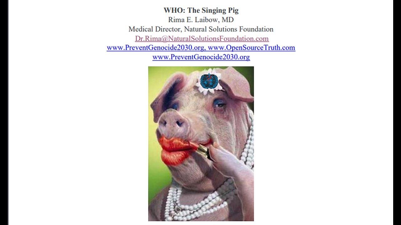 The UN / WHO is The New World Order. Reading "Singing Pig" Ebook Aloud