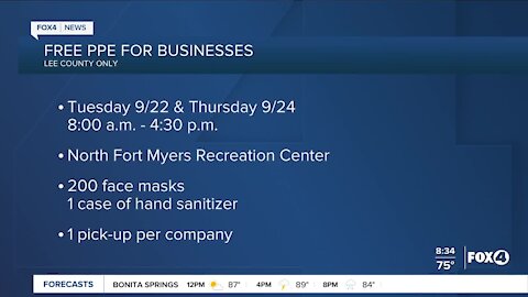 Free PPE for businesses week of 9/21