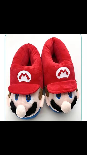 Super Mario Bros Winter Couple Plush Slippers