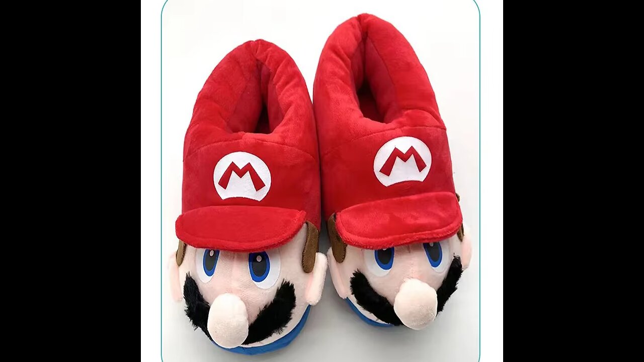 Super Mario Bros Winter Couple Plush Slippers