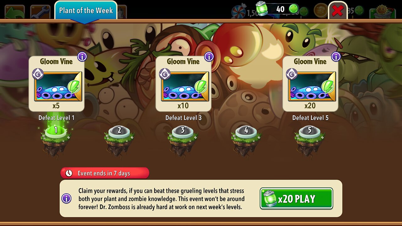 Plants vs Zombies 2 - Plant of the Week - Gloom Vine - October/November 2024