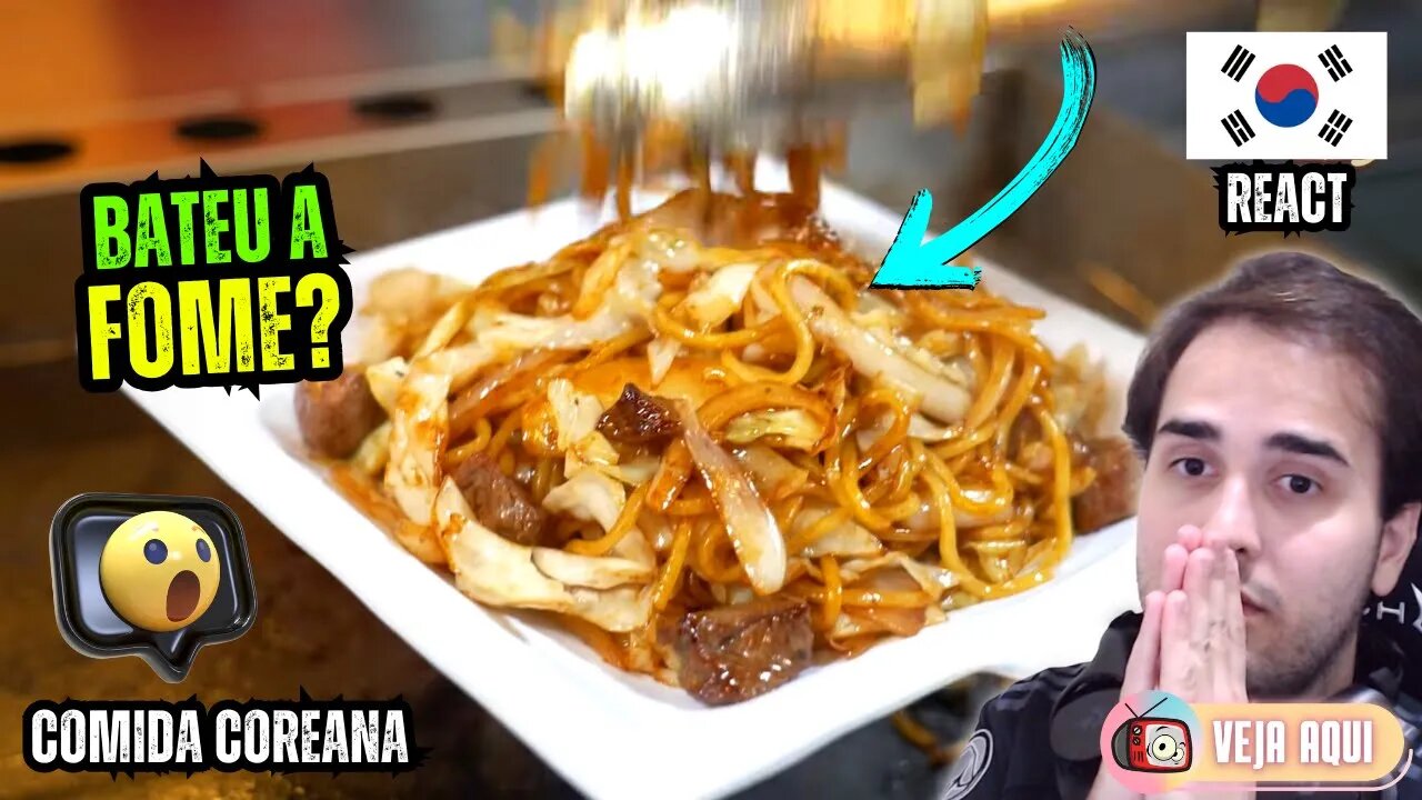 O PREPARO DO MACARRÃO NA CHAPA COREANO! Reagindo a COMIDAS DE RUA COREANAS | Veja Aqui Reacts
