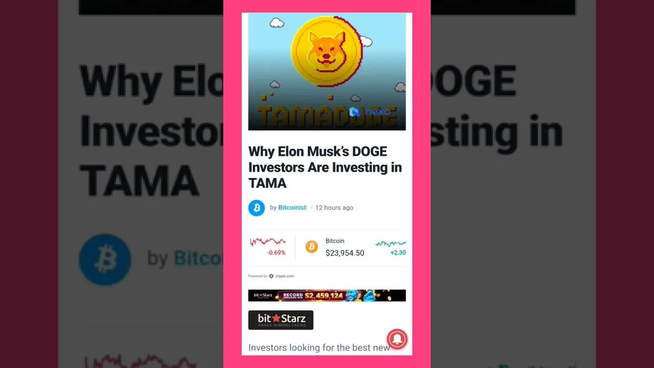 Elon Musk’s DOGE Investors Are Investing in TAMA #cryptomash #elonmusk @SatoshiStacker @AltcoinDaily