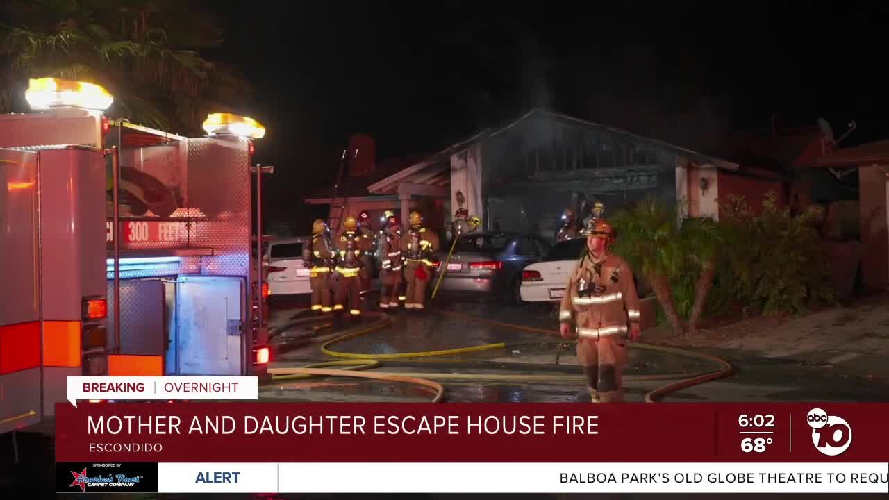 Mom, daughter escape Escondido house fire