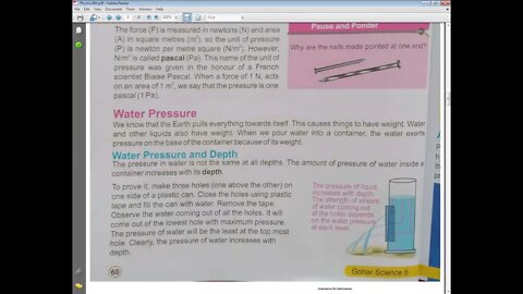 PHYSICS Class 8th Lecture#3 UNIT#7 Water pressure and depthExperiment